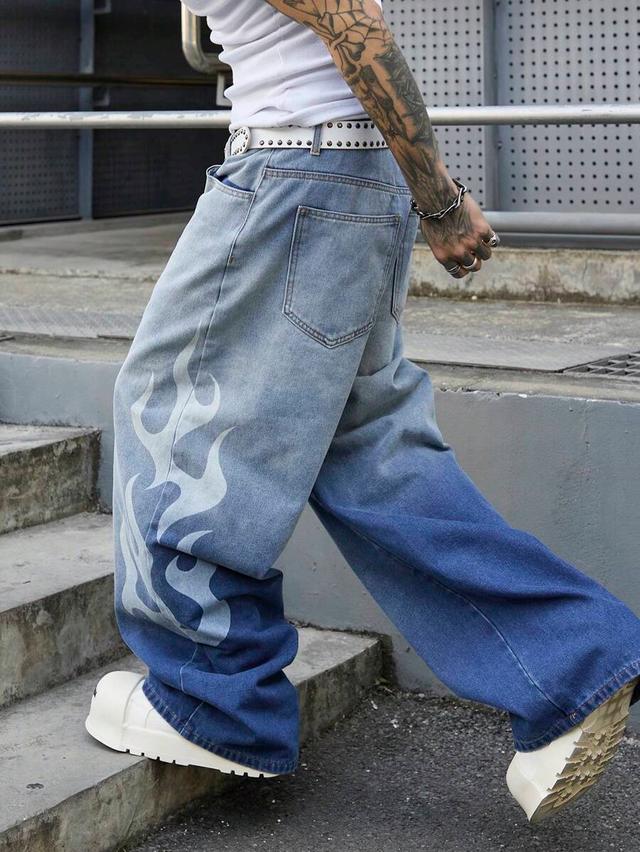 vintage light blue distressed denim wide leg pants