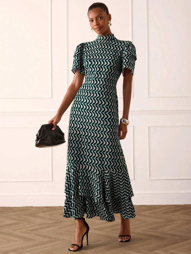 lilora women's elegant dark green long dress
