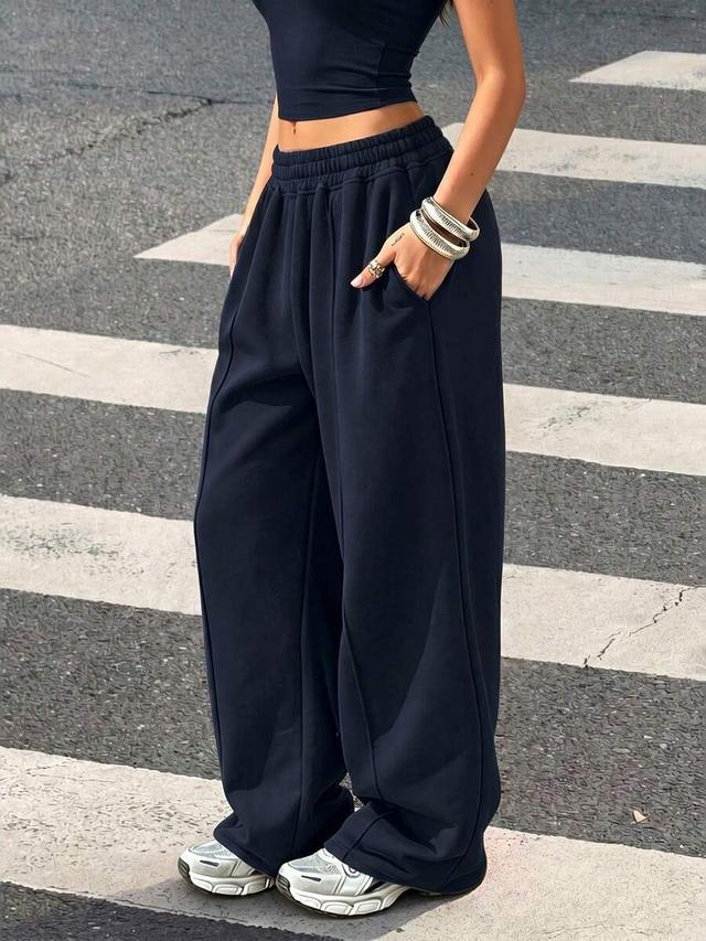 women's casual loose solid color elastic waist sweatpants