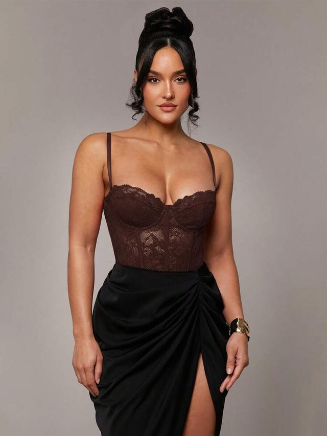 dark brown lace corset style camisole