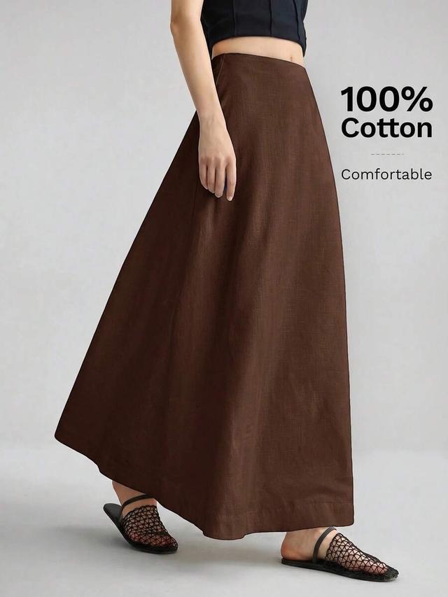 dark brown cotton midi skirt