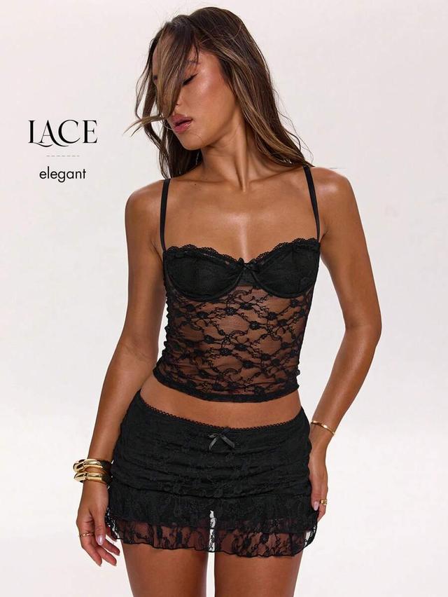 black lace camisole crop top with underwire