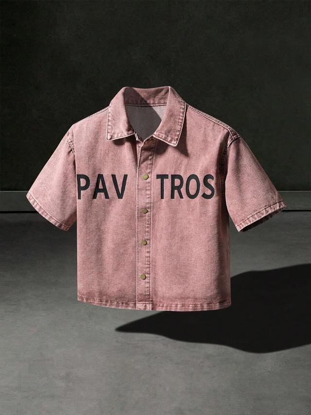 washed red denim cropped button up shirt