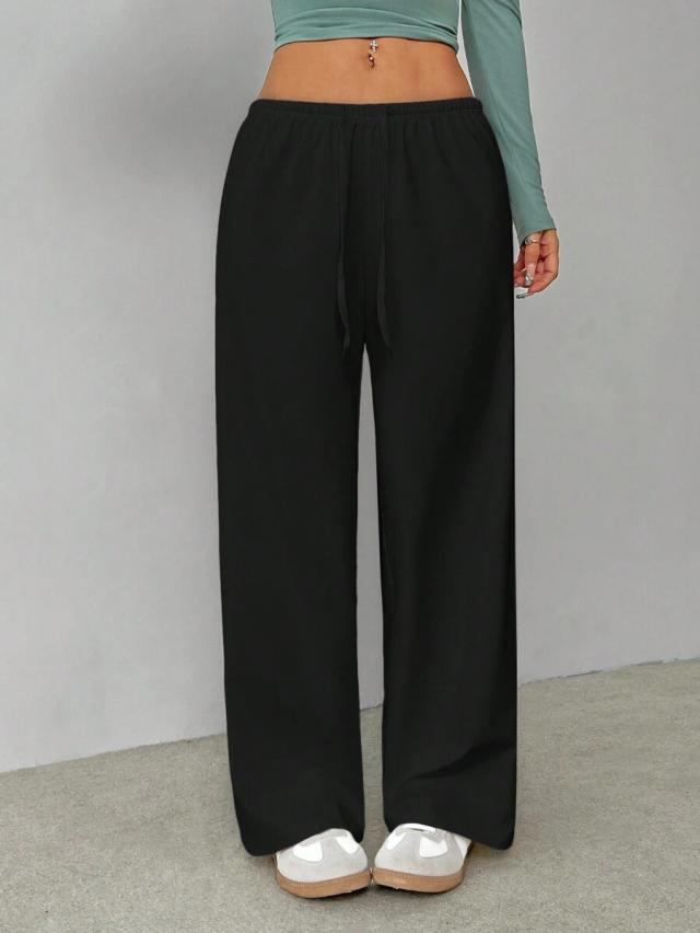soft black knitted wide leg lounge pants