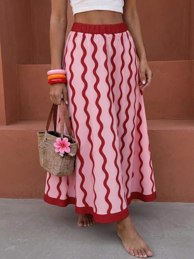 selianne bohemian wavy pattern women's skirt for vacation