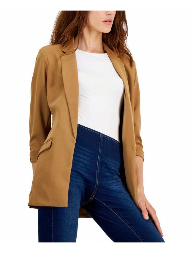 tan single-button tailored blazer