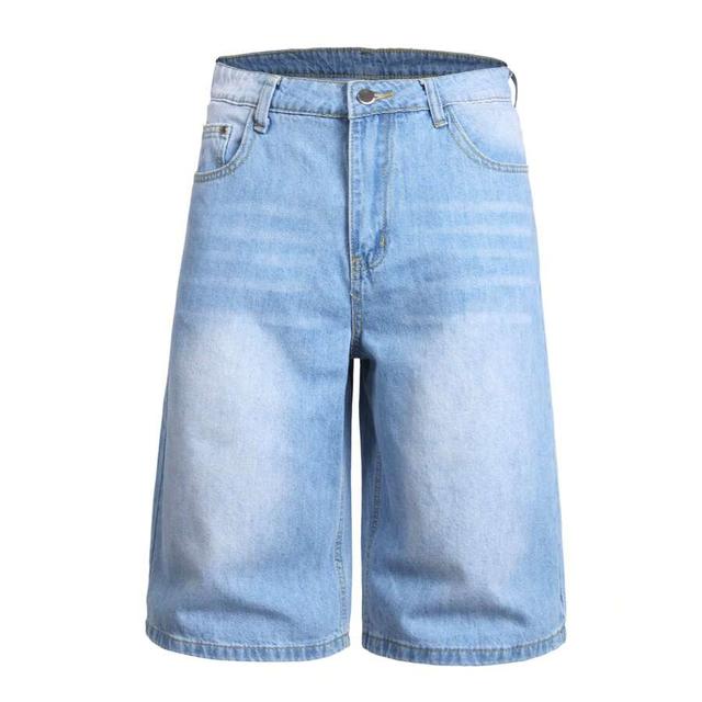 light wash baggy denim skater shorts