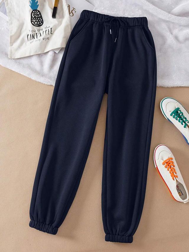 navy blue thermal lined drawstring sweatpants