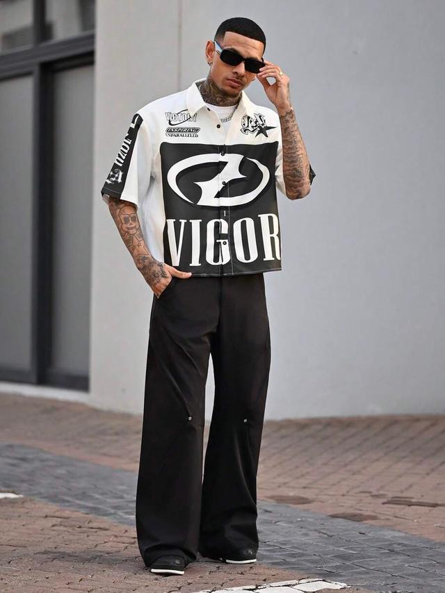 devon thys street style hip-hop loose short sleeve shirt