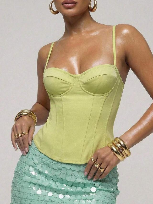 lime green corset style fitted tank top
