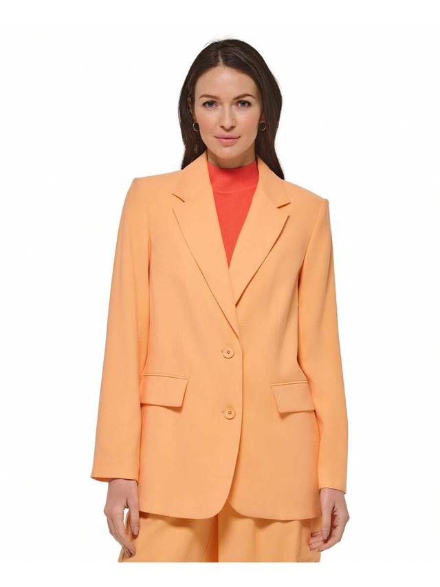 peach notch-collar long sleeve tailored blazer