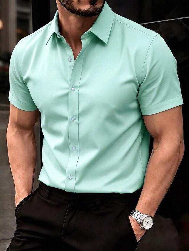 calvornis men's solid mint green short sleeve shirt