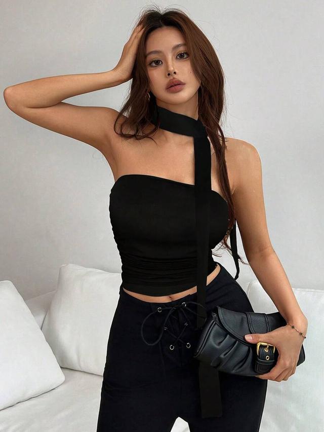 lumivelle women's solid color minimalist bandeau top
