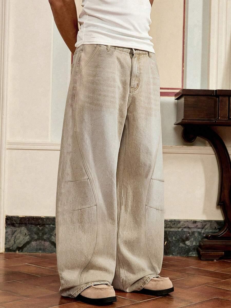 swavvy men's loose fit pockets wide leg casual jeans
