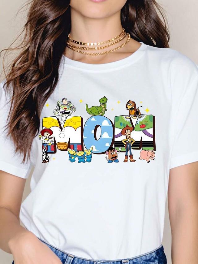 white cotton toy story mom graphic t-shirt