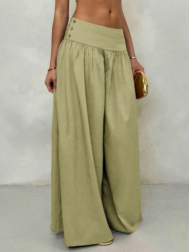 olive green retro low waist wide leg trousers