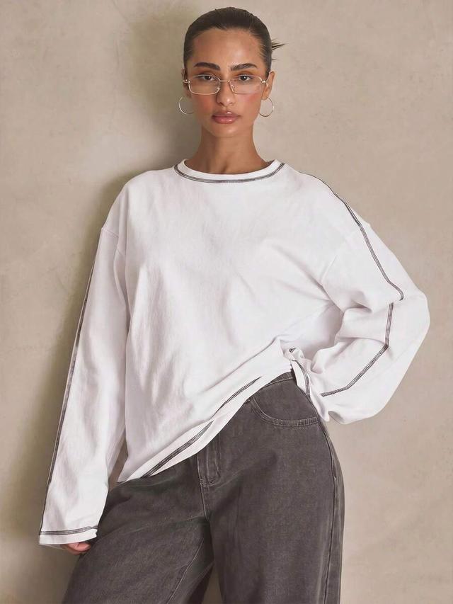 musera washed oversized long sleeve top