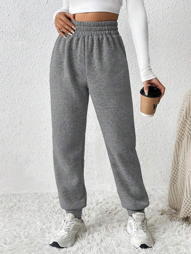 grey elastic waist cotton blend sweatpants