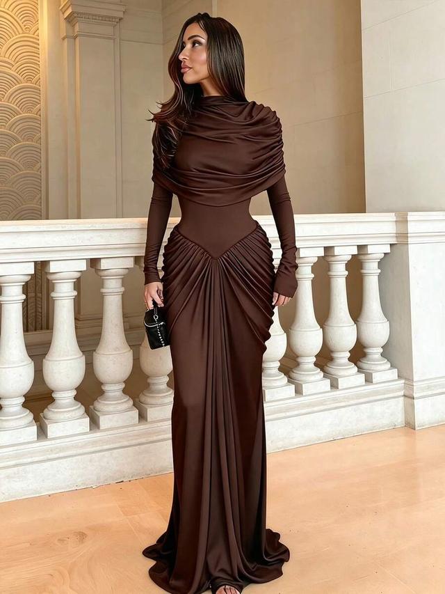 women's romantic dark blue elegant fashion cape design mermaid dress