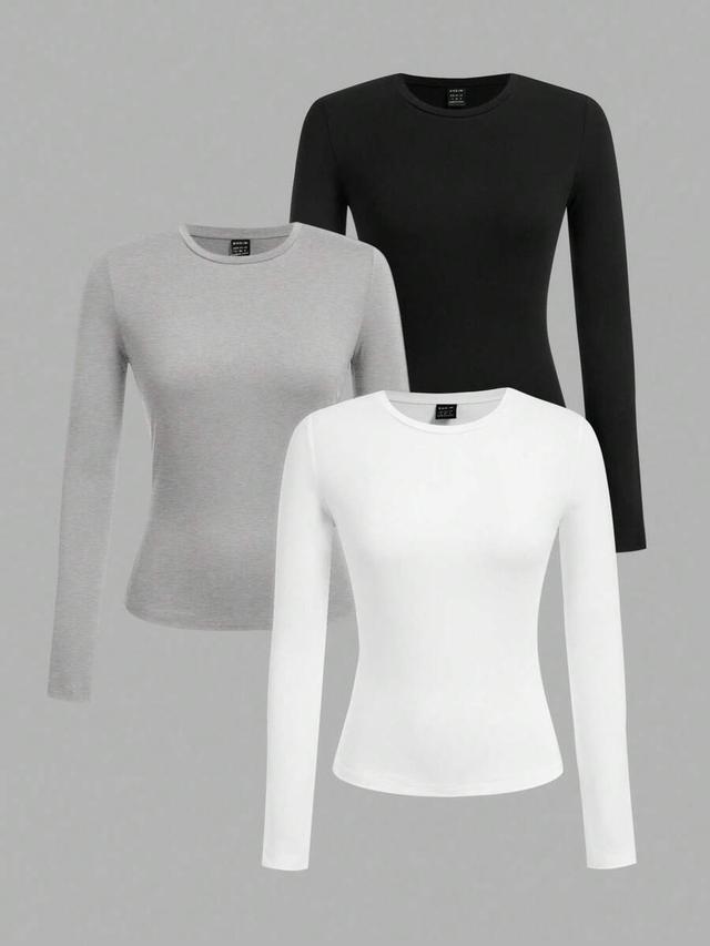 white casual slim fit long sleeve t-shirt set