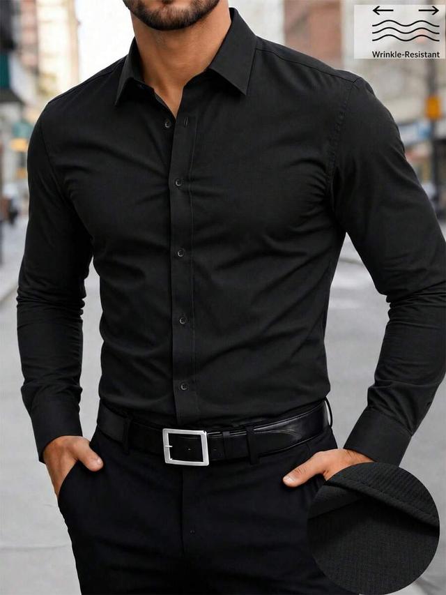 black wrinkle-resistant business casual long sleeve shirt