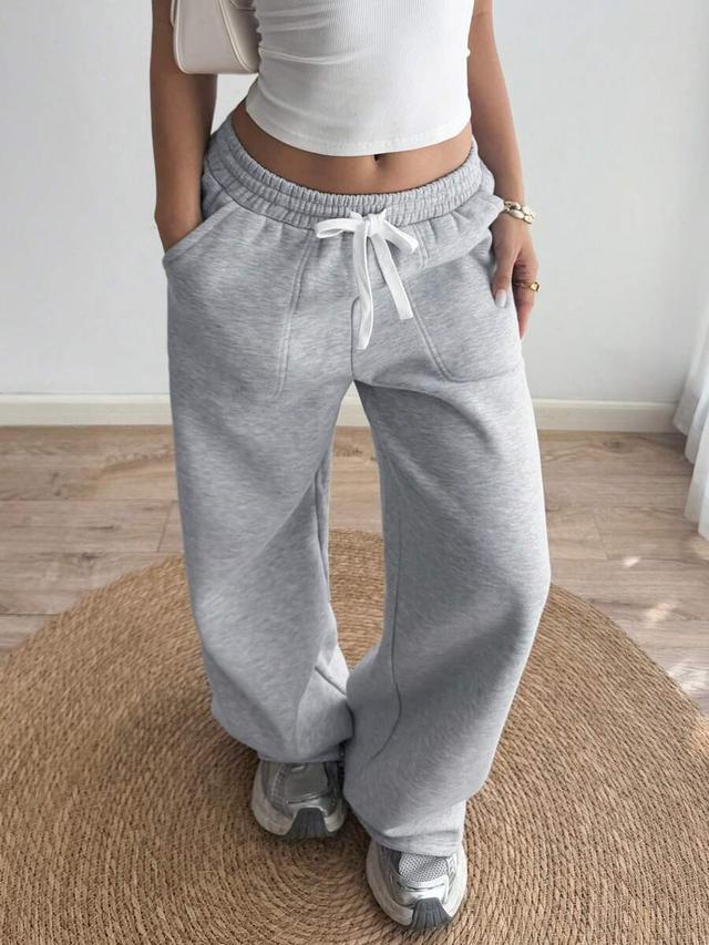 women's casual grey drawstring pocket sports sweatpants