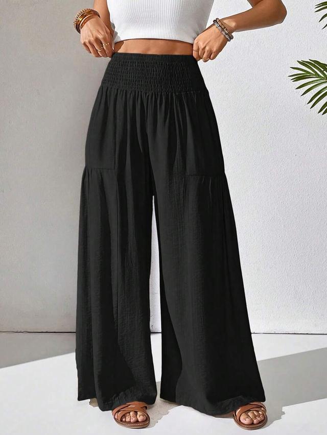 black casual wide leg loose cotton pants