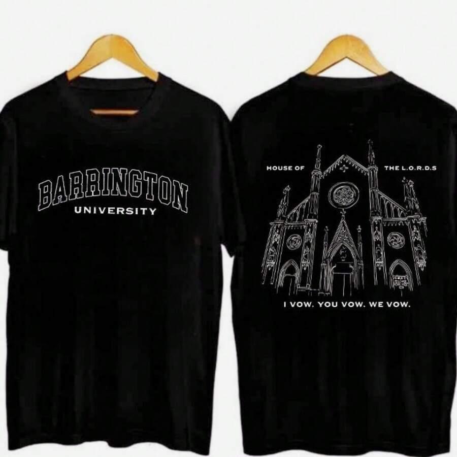 barrington university graphic black cotton t-shirt
