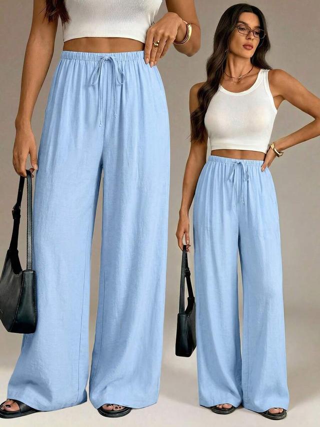 light blue casual wide leg trousers