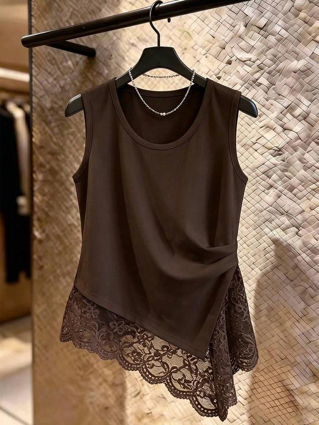 gloweve women's ribbed lace hem white tank top