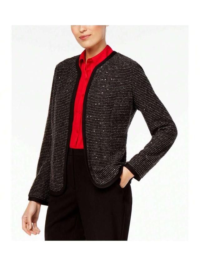 sequin detail boucle blazer in charcoal
