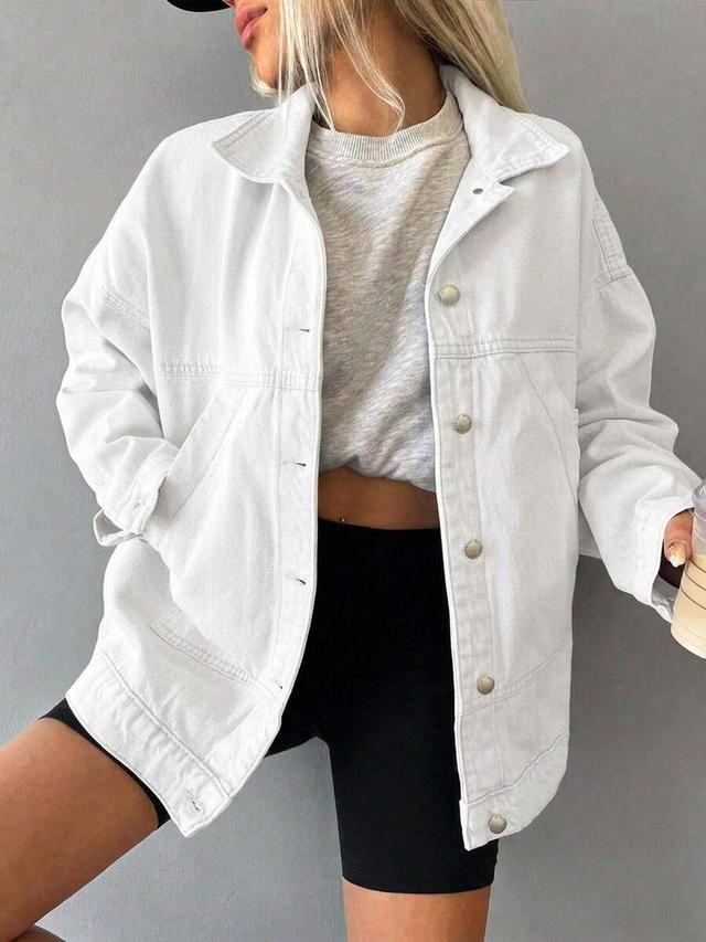 white denim oversized button-up jacket