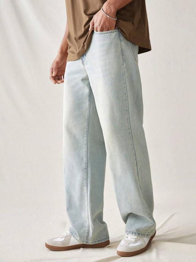 light blue vintage wash loose fit baggy jeans