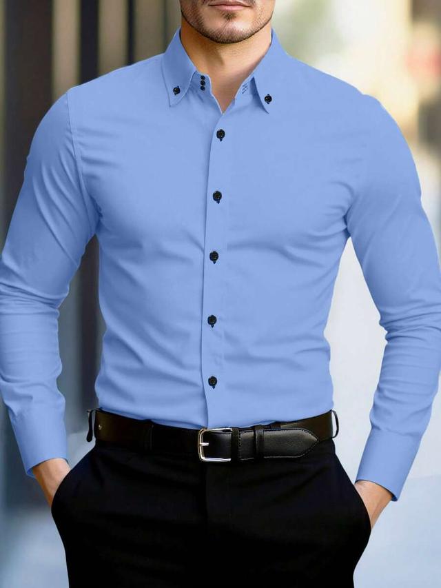 men's light blue long sleeve button down shirt