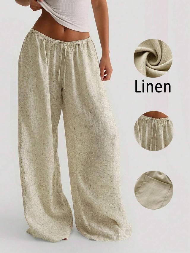 women's casual comfortable versatile linen loose flowy wide leg pants