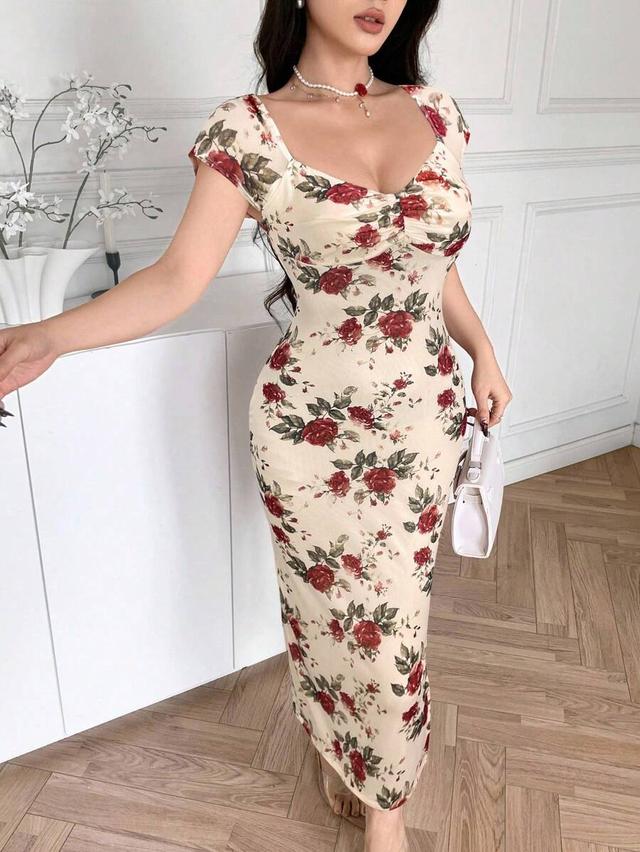 feyla casual printed fitted women dress