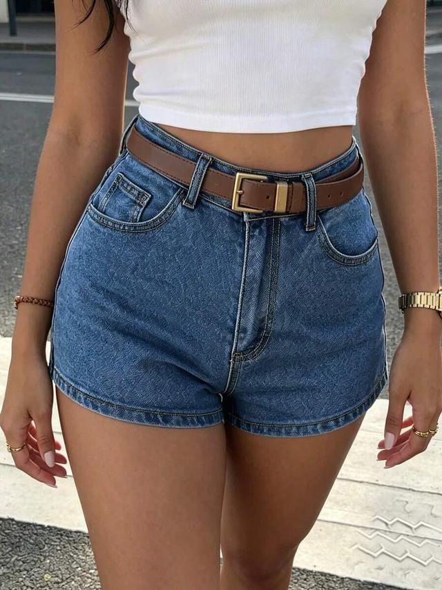 women's vintage blue denim high-waisted shorts