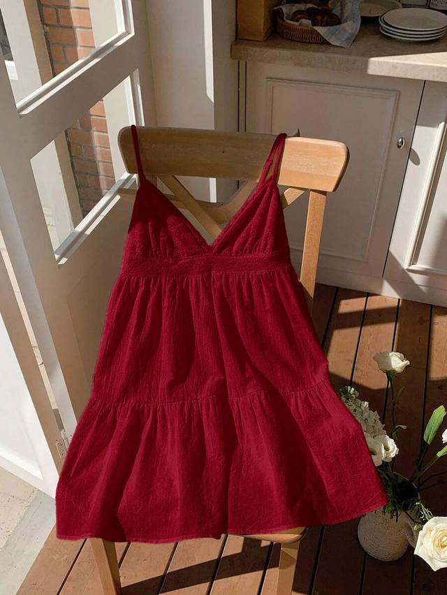 comfortcana wine red woven women's slip dress