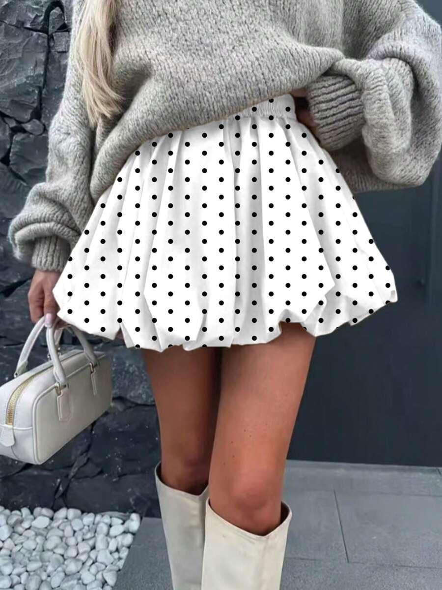 buzzelle bubble pleated high waist a-line mini skirt