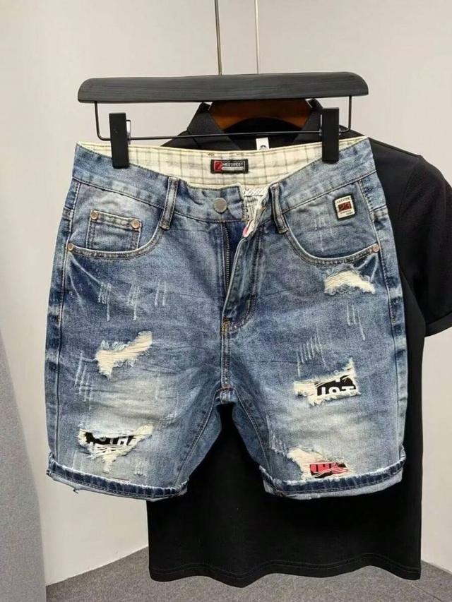 casual fashion straight ripped denim shorts