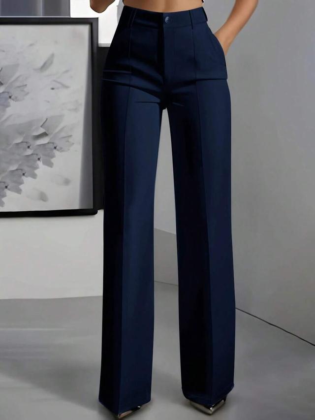 anchose women's elegant navy blue slim fit tailored dress pants