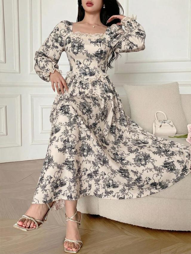 cream black feyla women's elegant all-over lace trim long dress