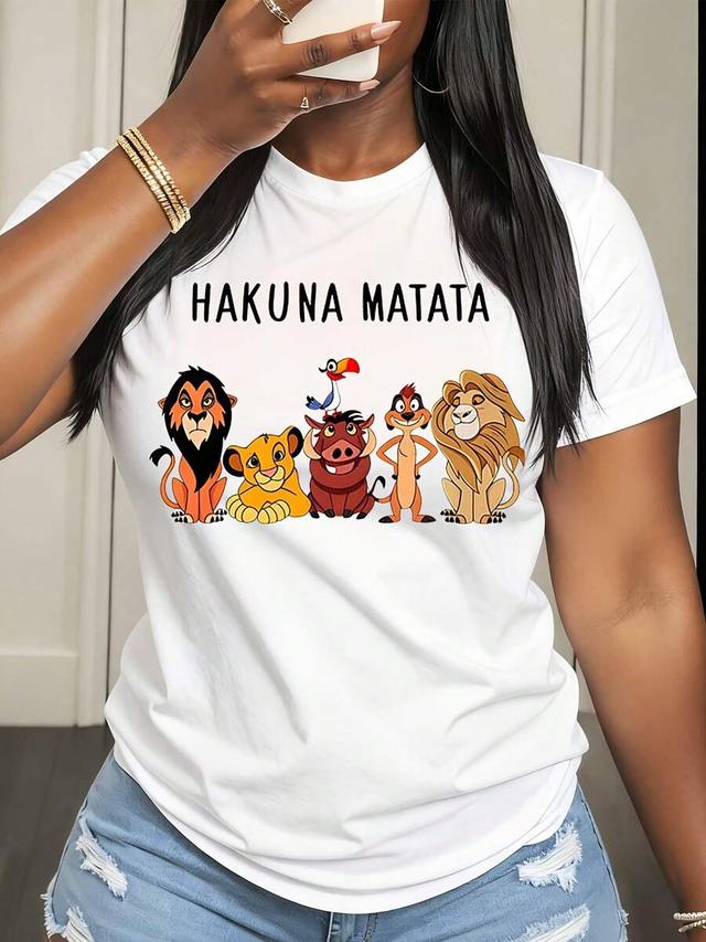 white cotton hakuna matata graphic print t-shirt