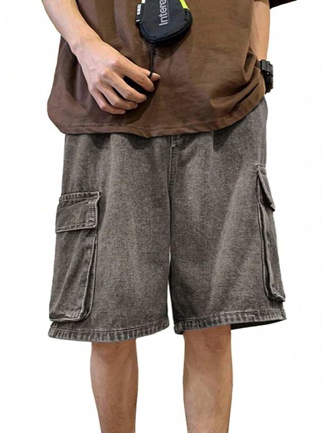 baggy vintage wash denim cargo shorts