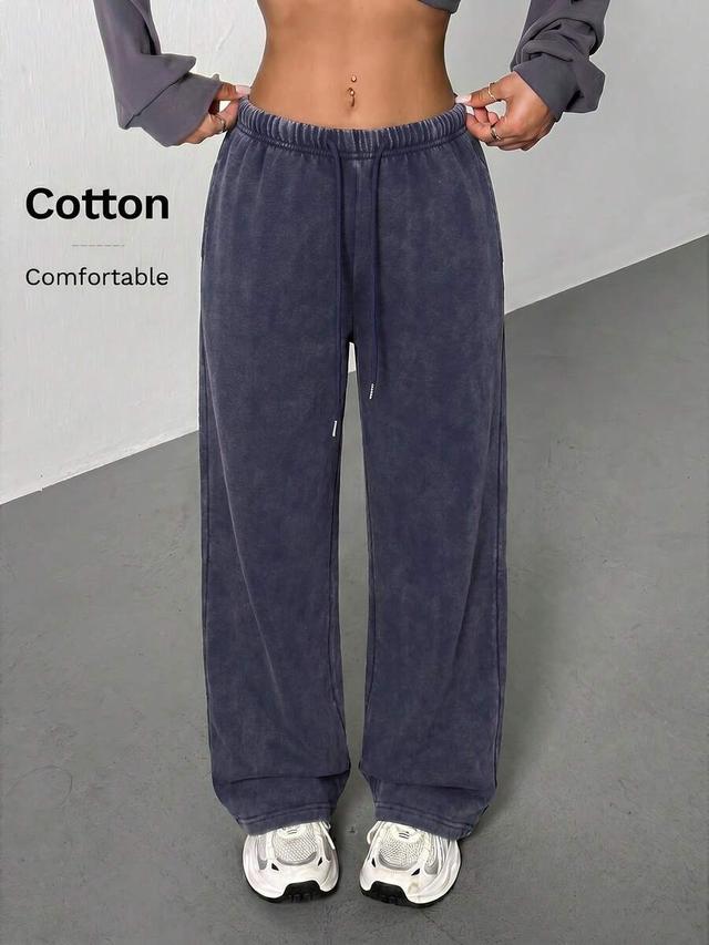 washed charcoal low-waist straight leg sweatpants