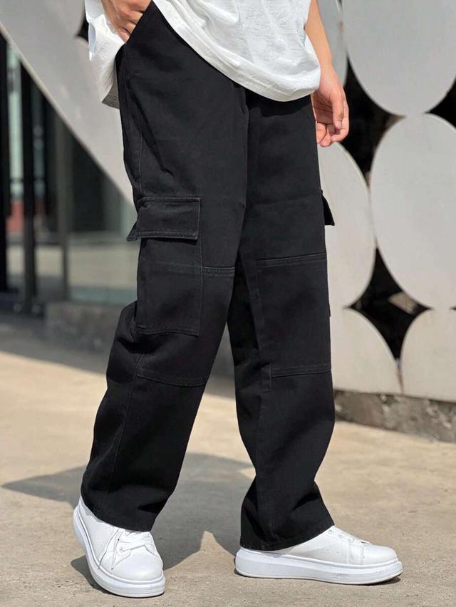 black loose fit cargo denim pants