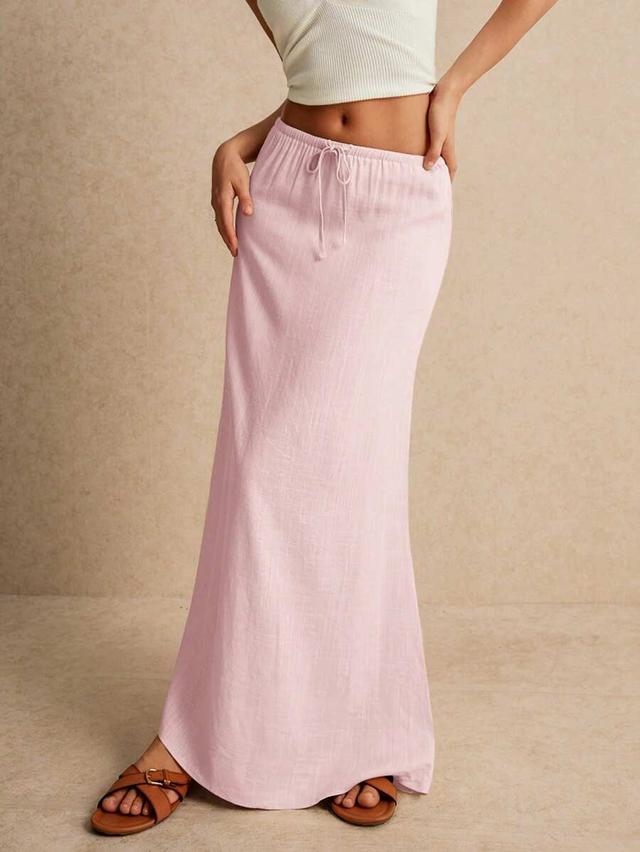 poéselle women's pink linen blend maxi skirt