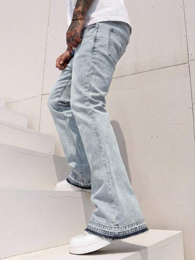 washed gray denim micro-flare jeans