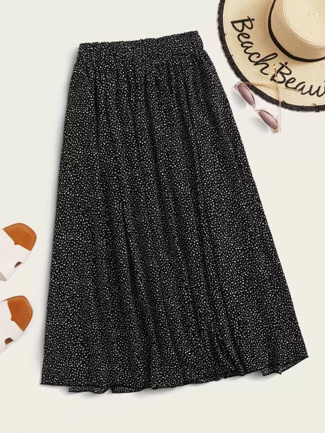 dalmatian print flared midi skirt