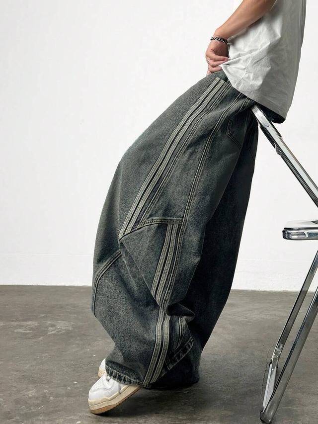 vintage cocoon-shaped patchwork barrel leg denim jeans